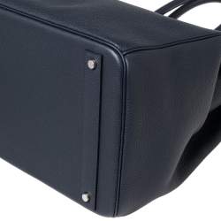 Pre Owned Hermes Blue Nuit Togo Leather Palladium Plated HAC Birkin 40 Bag