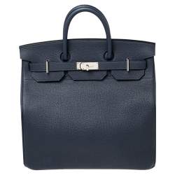Pre Owned Hermes Blue Nuit Togo Leather Palladium Plated HAC Birkin 40 Bag