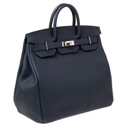 Pre Owned Hermes Blue Nuit Togo Leather Palladium Plated HAC Birkin 40 Bag