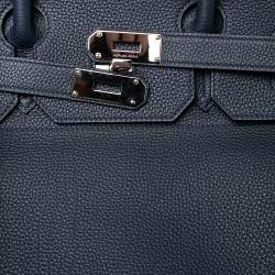 Pre Owned Hermes Blue Nuit Togo Leather Palladium Plated HAC Birkin 40 Bag