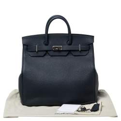 Pre Owned Hermes Blue Nuit Togo Leather Palladium Plated HAC Birkin 40 Bag