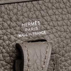 Pre Owned Hermes Etain Taurillon Clemence Leather Evelyne TPM Bag