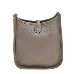 Pre Owned Hermes Etain Taurillon Clemence Leather Evelyne TPM Bag