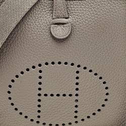 Pre Owned Hermes Etain Taurillon Clemence Leather Evelyne TPM Bag