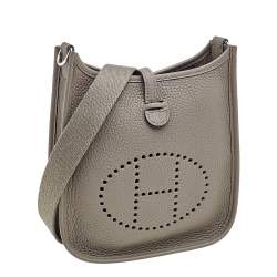 Pre Owned Hermes Etain Taurillon Clemence Leather Evelyne TPM Bag