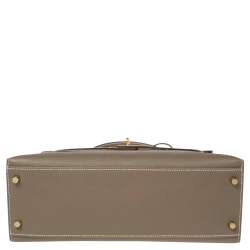 Pre Owned Hermes Etoupey Epsom Leather Gold Plated Kelly Sellier 32 Bag