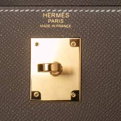 Pre Owned Hermes Etoupey Epsom Leather Gold Plated Kelly Sellier 32 Bag