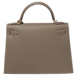 Pre Owned Hermes Etoupey Epsom Leather Gold Plated Kelly Sellier 32 Bag