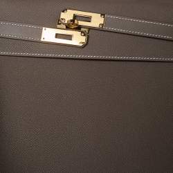 Pre Owned Hermes Etoupey Epsom Leather Gold Plated Kelly Sellier 32 Bag