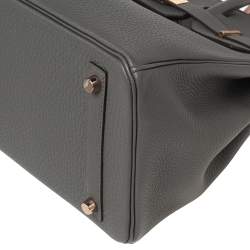 Hermès Gris Etain Togo Leather Rose Gold Finished Birkin 30 Bag