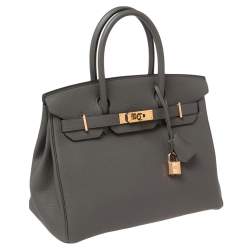 Hermès Gris Etain Togo Leather Rose Gold Finished Birkin 30 Bag