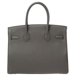 Hermès Gris Etain Togo Leather Rose Gold Finished Birkin 30 Bag