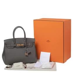 Hermès Gris Etain Togo Leather Rose Gold Finished Birkin 30 Bag