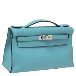 Hermes Celeste Swift Leather Palladium Hardware Kelly Pochette