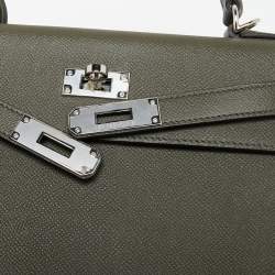 Pre Owned حقيبة هيرمس كيلي سيليار إك�سسوار ذهبي جلد عجل بوكس بريك 28