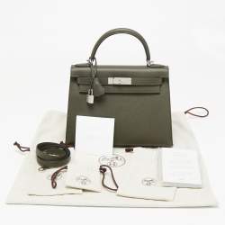 Pre Owned حقيبة هيرمس كيلي سيليار إكسسوار ذهبي جلد عجل بوكس بريك 28