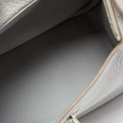 Pre Owned Hermès  Gris Perle Taurillon Clemence Leather Palladium Finish Mini Lindy Bag