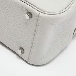 Pre Owned Hermès  Gris Perle Taurillon Clemence Leather Palladium Finish Mini Lindy Bag