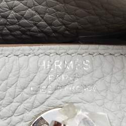 Pre Owned Hermès  Gris Perle Taurillon Clemence Leather Palladium Finish Mini Lindy Bag
