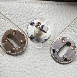 Pre Owned Hermès  Gris Perle Taurillon Clemence Leather Palladium Finish Mini Lindy Bag