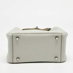 Pre Owned Hermès  Gris Perle Taurillon Clemence Leather Palladium Finish Mini Lindy Bag