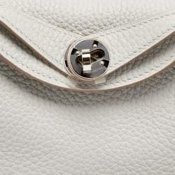 Pre Owned Hermès  Gris Perle Taurillon Clemence Leather Palladium Finish Mini Lindy Bag