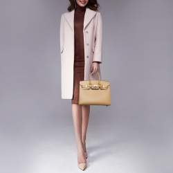 Pre Owned Hermes Chai Madame Leather Gold Finish Birkin Sellier 25 Bag