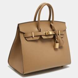 Pre Owned Hermes Chai Madame Leather Gold Finish Birkin Sellier 25 Bag