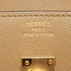 Pre Owned Hermes Chai Madame Leather Gold Finish Birkin Sellier 25 Bag