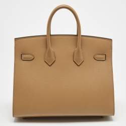 Pre Owned Hermes Chai Madame Leather Gold Finish Birkin Sellier 25 Bag