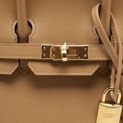 Pre Owned Hermes Chai Madame Leather Gold Finish Birkin Sellier 25 Bag