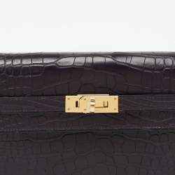 Hermes Raisin Matte Alligator Kelly Classic Wallet