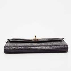 Hermes Raisin Matte Alligator Kelly Classic Wallet