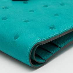 Pre Owned Hermes Vert Verone Ostrich Bearn Compact Wallet