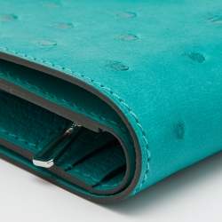 Pre Owned Hermes Vert Verone Ostrich Bearn Compact Wallet