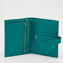 Pre Owned Hermes Vert Verone Ostrich Bearn Compact Wallet