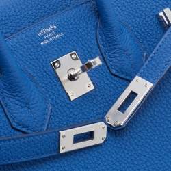 Hermes Bleu France Togo Leather Palladium Plated Birkin 25 Bag