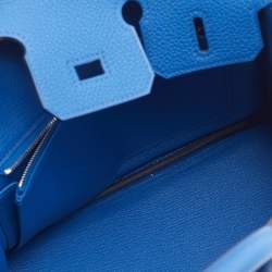Hermes Bleu France Togo Leather Palladium Plated Birkin 25 Bag