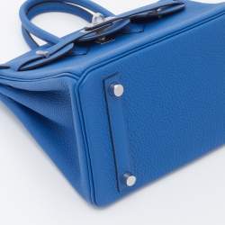 Hermes Bleu France Togo Leather Palladium Plated Birkin 25 Bag