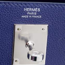 Pre Owned Hermès Bleu Encre/Bleu Zellige Evercolor Leather Palladium Plated Kelly 28 Retourne Bag