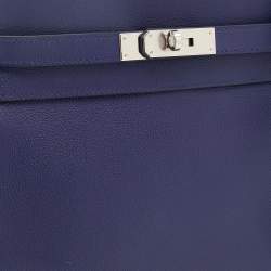 Pre Owned Hermès Bleu Encre/Bleu Zellige Evercolor Leather Palladium Plated Kelly 28 Retourne Bag