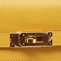 Hermes Jaune D'Ambre Epsom Leather Kelly To Go Wallet