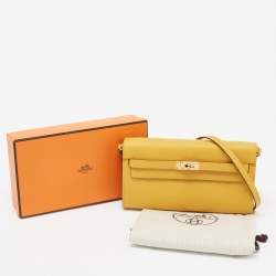 Hermes Jaune D'Ambre Epsom Leather Kelly To Go Wallet