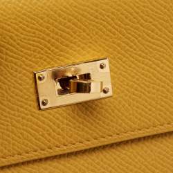 Hermes Jaune D'Ambre Epsom Leather Kelly To Go Wallet