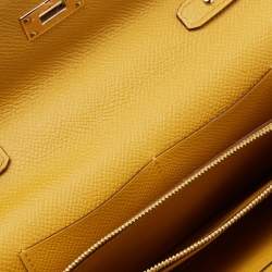 Hermes Jaune D'Ambre Epsom Leather Kelly To Go Wallet