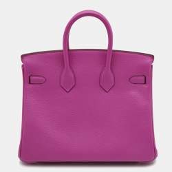 Pre Owned Hermes Magnolia Taurillon Novillo Leather Palladium Finish Birkin 25 Bag