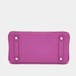 Pre Owned Hermes Magnolia Taurillon Novillo Leather Palladium Finish Birkin 25 Bag