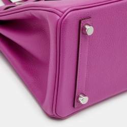 Pre Owned Hermes Magnolia Taurillon Novillo Leather Palladium Finish Birkin 25 Bag