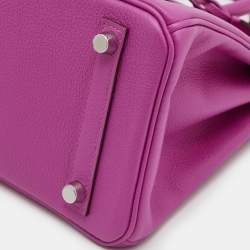 Pre Owned Hermes Magnolia Taurillon Novillo Leather Palladium Finish Birkin 25 Bag