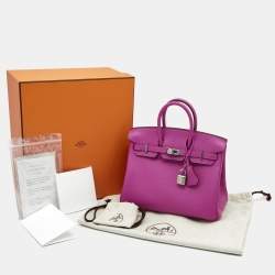 Pre Owned Hermes Magnolia Taurillon Novillo Leather Palladium Finish Birkin 25 Bag